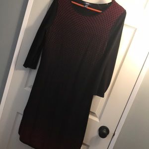 LAST CHANCE TO BE DONATED- red and black print sweater dress